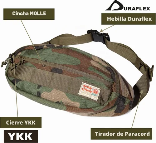 Vista 3 de Rough Enough - Riñonera cruzada para hombre, Camo, Riñonera de camuflaje militar