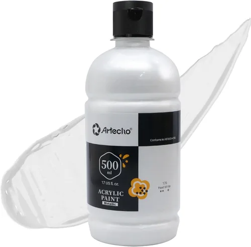 Vista 7 de Artecho Juego de pintura acrílica de 12 colores en envases grandes (500ml/17oz), pintura para manualidades artísticas para suministros de arte