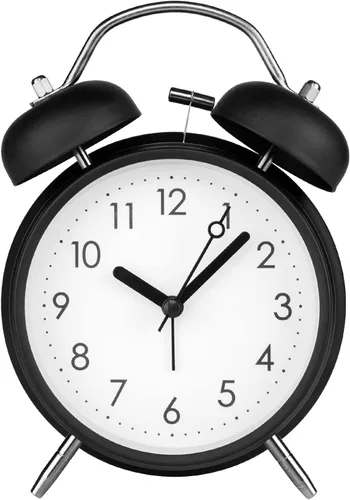Vista 9 de PILIFE Reloj despertador analógico, 4 pulgadas, súper silencioso, sin tictac, con luz de fondo, sin repetición, funciona con pilas, campana ruidosa