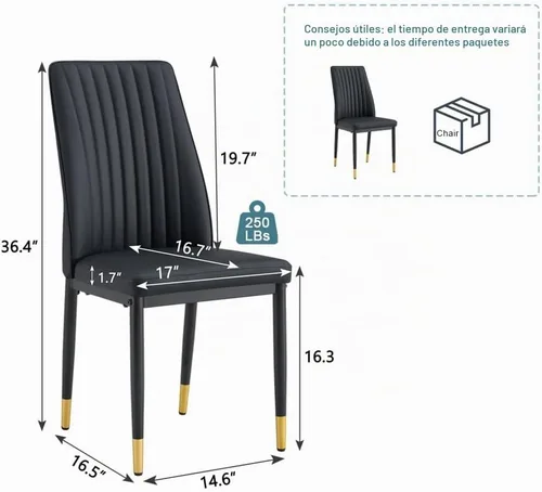 Vista 3 de Juego de mesa de comedor moderno para 6, juego de mesa de cocina y sillas de mármol para 6, mesa de cocina rectangular con 6 sillas tapizadas