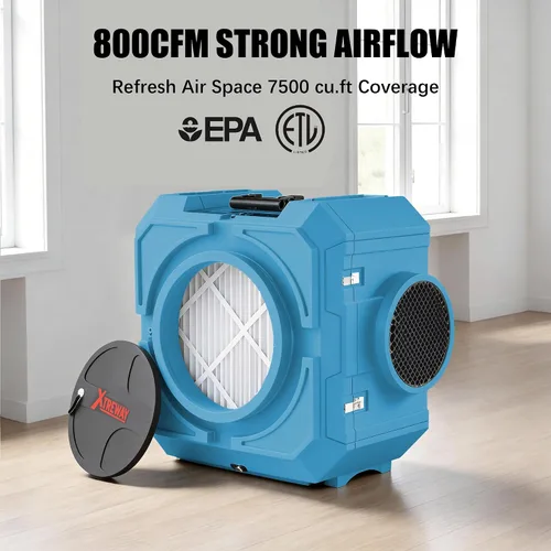 Vista 3 de Depurador de aire Hepa 800CFM con filtración de 4 etapas, máquina de aire negativo apilable, purificador de aire comercial con filtros