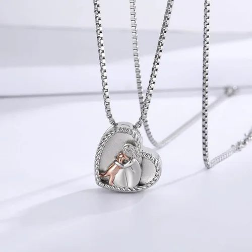 Vista 2 de Collar de urna de perro de plata de ley para cenizas de mascotas, S925 para cremación de piel de mascota, recuerdo conmemorativo, regalo de joyería