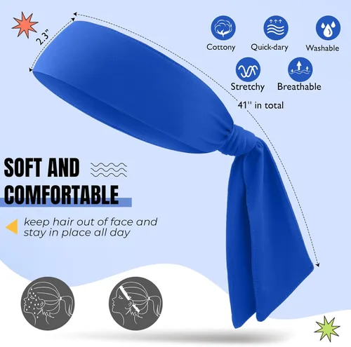Vista 2 de Hiboom Paquete de 18 diademas deportivas para hombres y mujeres, diademas de karate ninja, bandas elásticas para el cabello para jugar tenis