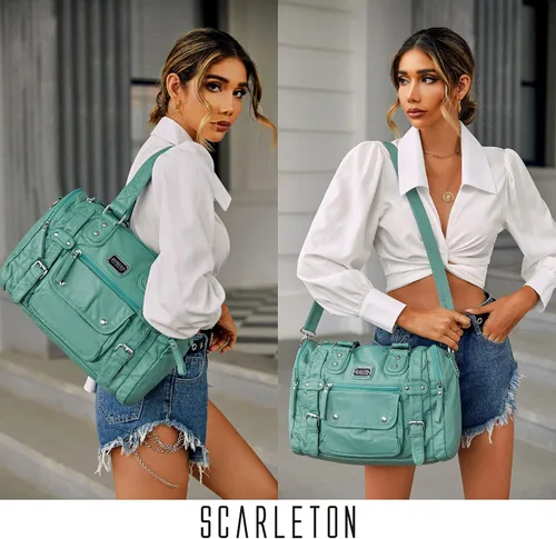 Vista 2 de Scarleton H1485 - Bolsos para mujer, bolsos y bolsos para mujer, bolso para mujer con múltiples bolsillos, H1485