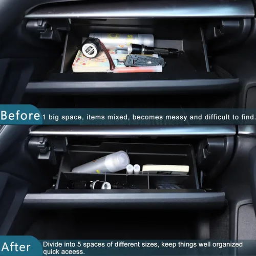 Vista 2 de Daeiclru Organizador de divisores de guantera compatible con Subaru Crosstrek 2024 y Subaru WRX 2022-2024, caja de inserción de ABS, bandeja