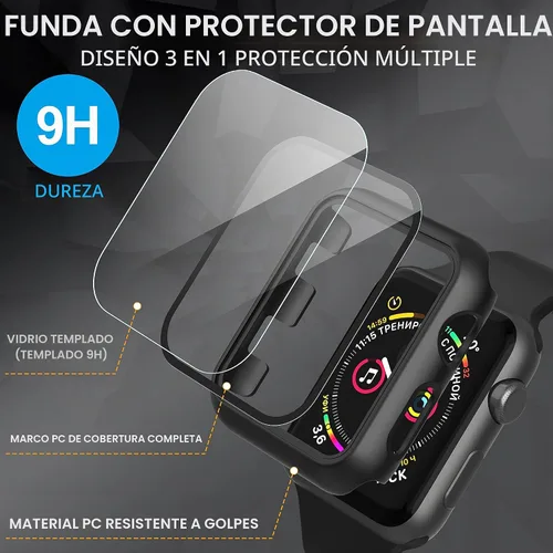 Vista 3 de Diruite Juego de 2 fundas para Apple Watch Series 3/2/1 de 38mm, protector de pantalla de vidrio templado ultradelgado de todo alrededor para iWatch