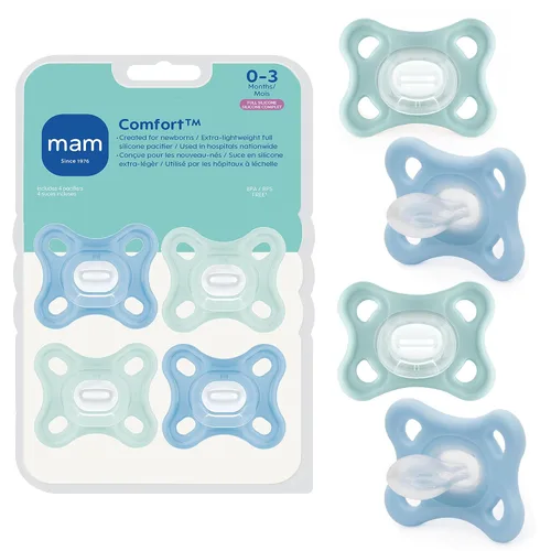 Vista 11 de MAM Comfort - Chupete para bebé de 0 a 3 meses, ligero, de silicona de una Zafiro azul/mate azul