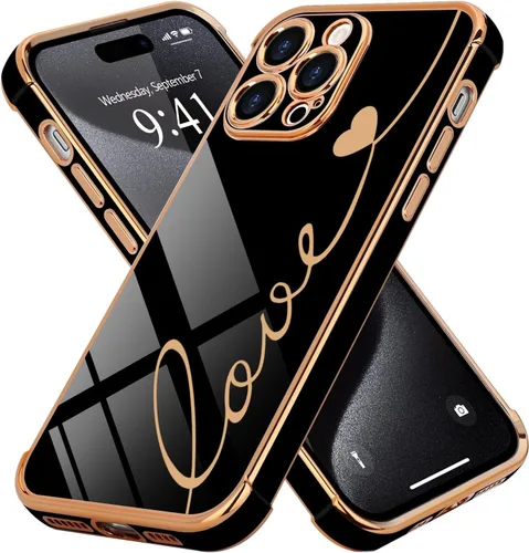 Vista 68 de LCHULLE Funda compatible con iPhone 12 para mujeres y niñas, bonito diseño de corazón de amor con enchapado de lujo, cubierta de TPU suave a prueba