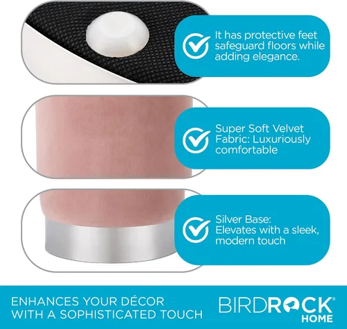 Vista 7 de BIRDROCK HOME Otomana Redonda Reposapiés – Diseño Moderno Suave Acolchado – Ideal para Sala de Estar, Dormitorio – Reposapiés Compacto, Silla