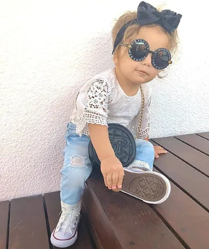 Vista 2 de Ropa de bebé para niña, conjunto de ropa de encaje, top+jeans