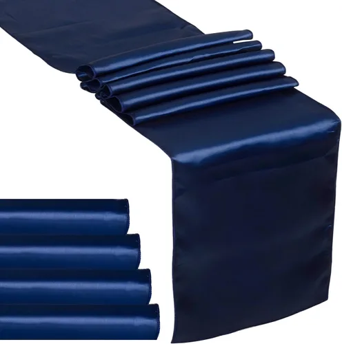 Vista 10 de Paquete de 2 caminos de mesa de satén azul bebé de 12 x 108 pulgadas de largo, satén brillante y sedoso para decoración de fiesta de cumpleaños
