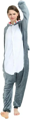 Vista 6 de Pijama de tiburón para adultos, unisex, de una pieza, disfraz de tiburón