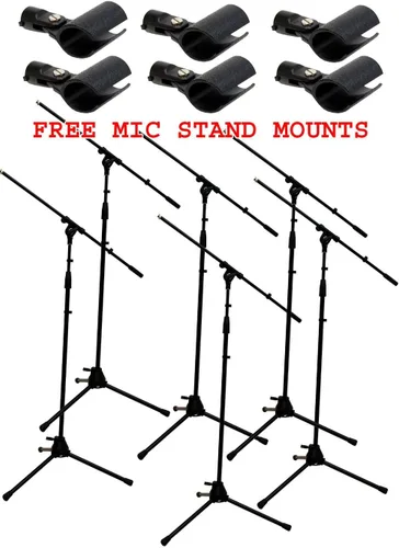 Vista 8 de ASC-MC001 6 Pro Audio DJ trípode altura ajustable Boom Mic Mic Soportes y 6 soportes de micrófono gratis
