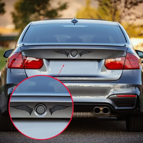Vista 5 de 1 par de calcomanías de coche de ala de ángel, halcón, águila, emblema de coche, calcomanía de metal, insignia 3D, calcomanías para automóvil Negro