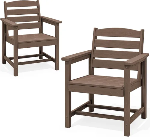 Vista 10 de SERWALL Outdoor HDPE Armless Dining Chairs Set of 2,All-Weather Use,Black Negro