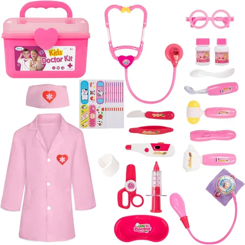 Vista 9 de Liberry Kit médico para niños pequeños de 3, 4 y 5 años, juego de médico para niñas y niños, kit médico de juego de simulación con estetoscopio