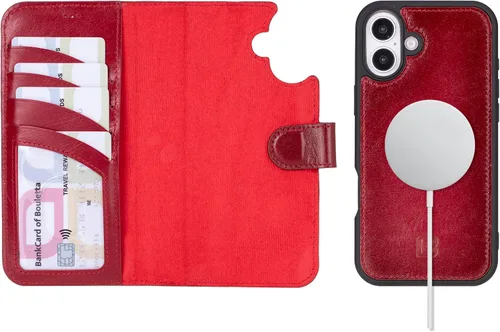 Vista 45 de BOULETTA Magsafe - Funda para iPhone 15 compatible con cuero de grano completo, magnética, desmontable, cartera para teléfono (2 en 1), 4 tarjeteros
