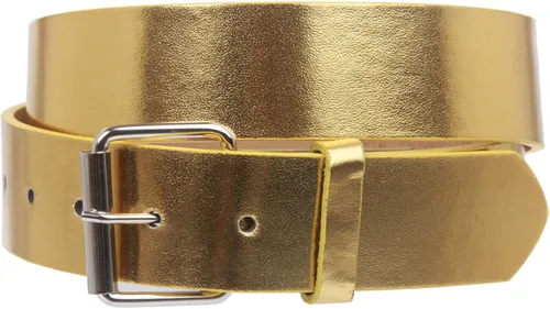 Vista 23 de Beltiscool 1 1/2" (38 mm) Snap On Plain Leather Jean Belt con hebilla de rodillo Amarillo