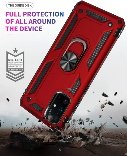 Vista 5 de Funda de grado militar para Samsung Galaxy S20 Plus, Galaxy S20+ funda de metal 360 con anillo giratorio de 360 grados, soporte magnético para Negro