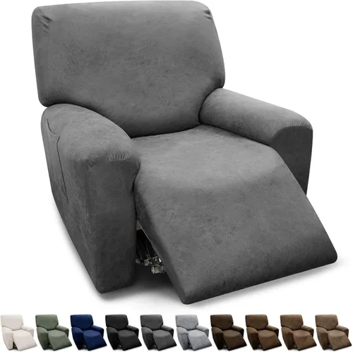 Vista 124 de Fundas para Sillón de 2 Piezas con Cojín en T, Fundas de Aspecto de Cuero para Sofá, Fundas para Sillas, Protector de Muebles Elástico, Funda