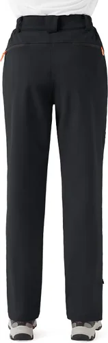 Vista 2 de URBEST Pantalones de esquí de nieve para mujer, impermeables, con forro polar, para senderismo, snowboard, con aislamiento de softshell