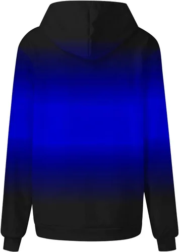 Vista 5 de DOLKFU Sudadera para mujer, de gran tamaño, con cordón, con gráfico, degradado, casual, holgada