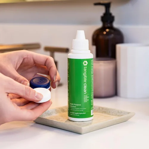 Vista 3 de Tangible Clean - Solución multiusos para lentes de contacto con estuche para lentes, tamaño viajero 3.4 FL Oz