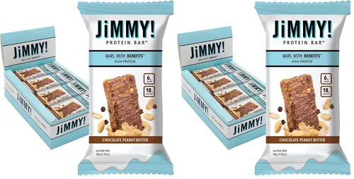 Vista 10 de Jimmy! - Barras de proteína de mantequilla de maní y chocolate, 0.65 onzas de proteína, bajas en azúcar, 12