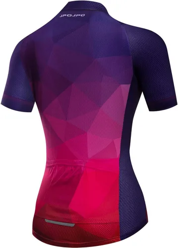 Vista 24 de Camiseta de ciclismo para mujer, manga corta y pantalones cortos de ciclismo acolchados para verano