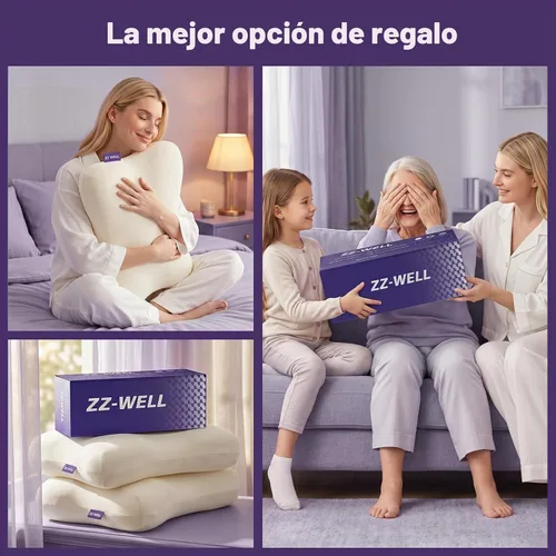 Vista 7 de ZZ-WELL Almohadas para Dormir de Lado para Adultos - Almohada Cervical Patentada para el Cuello para Dormir - Almohada de Espuma Viscoelástica Beige