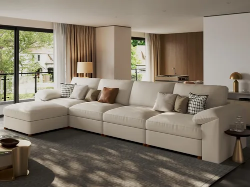 Vista 11 de EASE MOOSE Sofá modular seccional, sofá en forma de U para sala de estar Beige