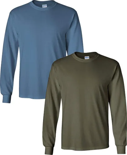 Vista 43 de Gildan Camiseta de manga larga de algodón ultra para adulto, estilo G2400, paquete múltiple Militar + ceniza.