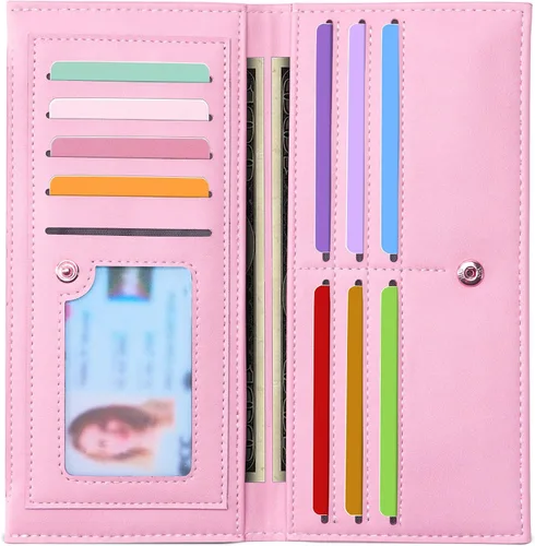 Vista 10 de Tipmile Cartera ultra delgada para mujer, cartera de cuero plegable para mujer, cartera RFID, cartera de bloqueo RFID para tarjetas de crédito