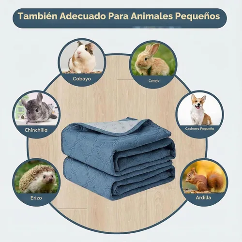 Vista 7 de FunFurry Forro lavable para jaula de conejillo de indias, paquete de 4 almohadillas reutilizables y lavables, ropa de cama impermeable para Azul
