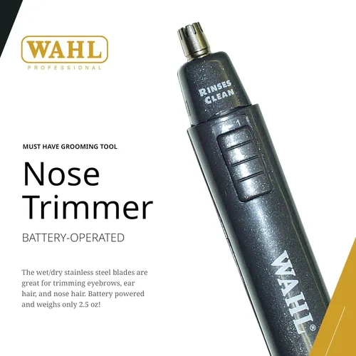 Vista 2 de Wahl Professional - Recortadora de nariz, hoja de acero inoxidable, funciona en húmedo o seco, funciona con pilas para peluqueros y estilistas