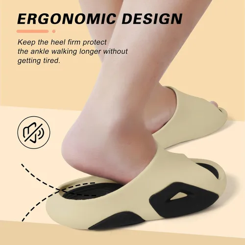 Vista 4 de Besroad Pantuflas de recuperación para hombre y mujer, sandalias de recuperación con soporte de arco, antideslizantes, cojín grueso, reduce