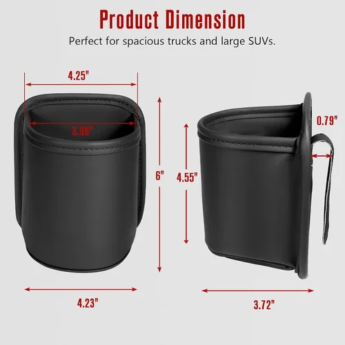 Vista 8 de Organizador de cuero para tazas de automóvil (paquete de 2) Portavasos con clip antideslizante para asiento trasero, puerta lateral del automóvil