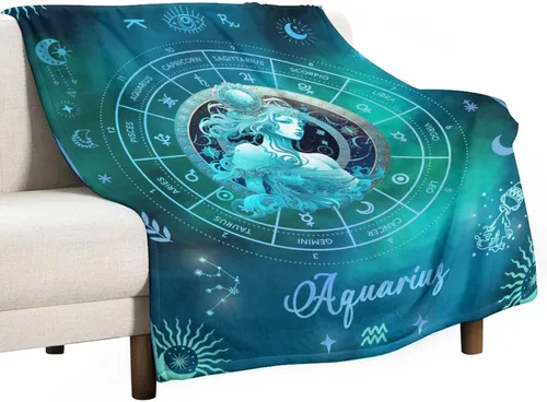 Vista 2 de Manta Acuario para Regalos, 40" x 30" Manta Rectangular de Franela del Zodiaco Acogedora, Regalo para Niños Niñas Adolescentes Mujeres Hombres
