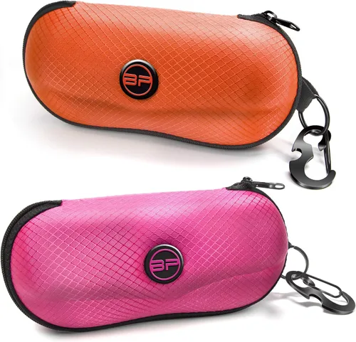 Vista 12 de BLUPOND Estuche para gafas de sol con carcasa semirrígida de EVA con gancho colgante de metal y clip de cinturón para almacenamiento de gafas de sol