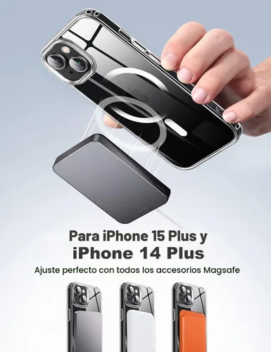 Vista 2 de Tigowos Compatible con iPhone 15 Plus e iPhone 14 Plus Funda para Teléfono [Compatible con MagSafe] [Resistente a Caídas de 10 Pies] Cristal