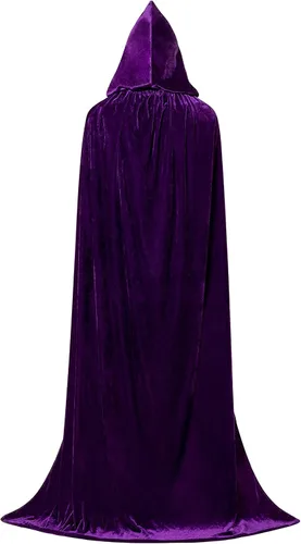 Vista 3 de Hooded Cloak Cape with Men Women and Kids, Velvet Cloak Vampire Witch Cape for Christmas Halloween Cosplay Costumes
