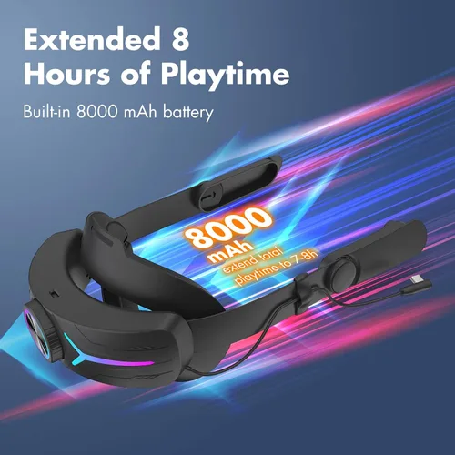 Vista 2 de Gina Head Strap with 8000mAh Battery Pack for MetaOculus Quest 2, Adjustable Elite Strap Replacement for Enhanced Support, Fast Charging