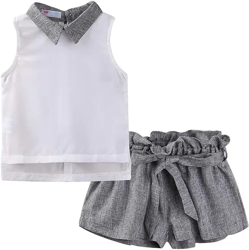 Vista 108 de LittleSpring Conjunto de verano para niñas con camiseta sin mangas y pantalones cortos florales