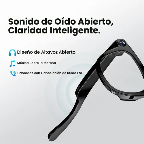 Vista 5 de Padmate Viewmate - Lentes inteligentes AI con cámara, grabación HD 1080P y control de voz, lentes de traducción Bluetooth con 164 idiomas