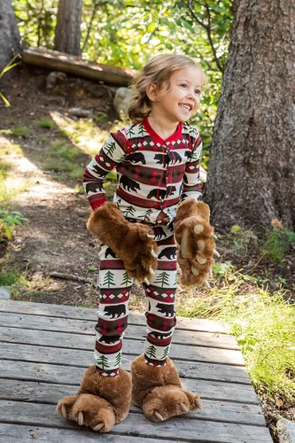 Vista 4 de Lazy One - Pantuflas con diseño de garra de animal para niños y adultos disfraz divertido para niños cálidas pantuflas peludas