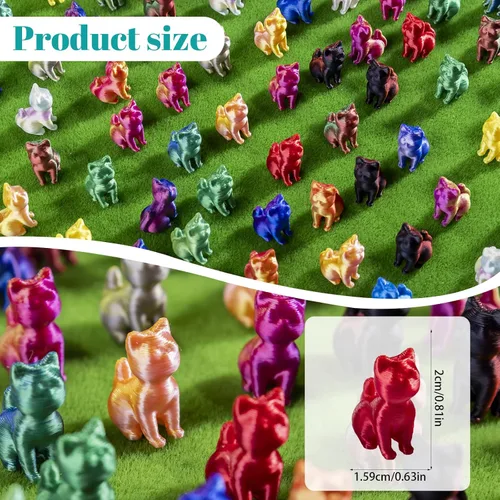 Vista 8 de 100 piezas de mini animales impresos en 3D figuras de plástico de animales pequeños en miniatura, figuras de gato pequeño a granel para micro hadas