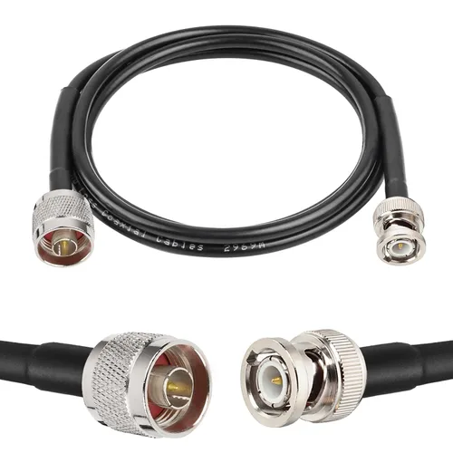 Vista 7 de MOOKEERF Cable RG58 N tipo a BNC de 3 pies, cable de extensión BNC macho a N macho de 50 ohmios para antena, radioaficionado, osciloscopio