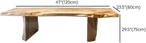 Vista 3 de LITFAD Live‑Edge Mesa de comedor de pino, escritorio de madera maciza