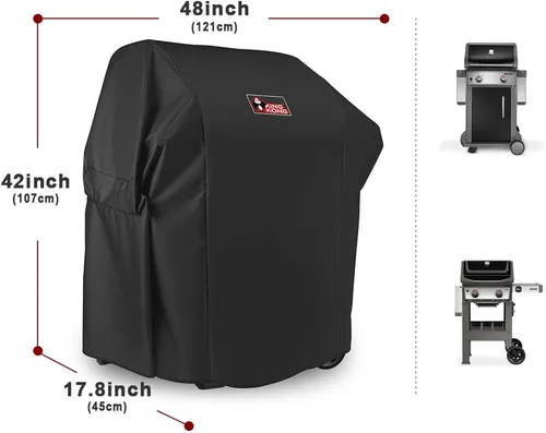 Vista 3 de Kingkong 7138 Premium Grill Cover para parrilla de gas Weber Spirit 200 y Spirit II 200 Series (en comparación con 7138) incluyendo cepillo, pinzas