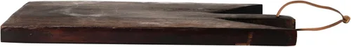 Vista 3 de Main + Mesa Tabla de cortar de madera geométrica con corbata de cuero Añejado oscuro